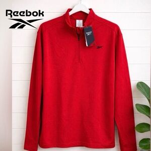 ♥️👉NWT Men’s Reebok Quarter Zip Pullover XL Red Athletic Performance Sweatshirt